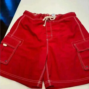 Sand N Sun men’s red board / bathing suit shorts red size medium 32/34